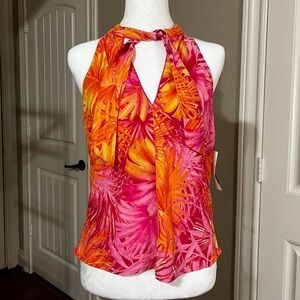 Vibrant Pink and Orange Halter Top